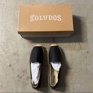 Brand New Soludos Platform Smoking Slipper Platform Black Leather